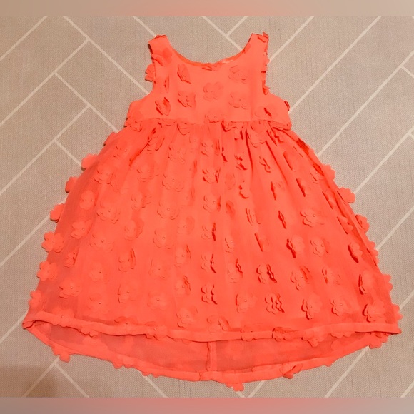 Cat & Jack Dresses Cat And Jack Neon Orange Flower Chiffon Dress